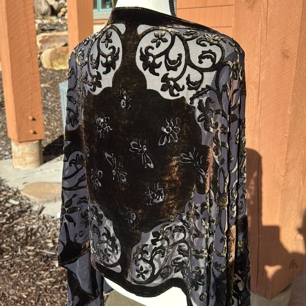 Kevin O’Brien Studio Silk Blend Velvet Burnout Butterflies Large Scarf Wrap